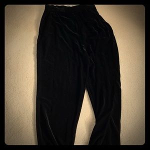 Black velvet pants